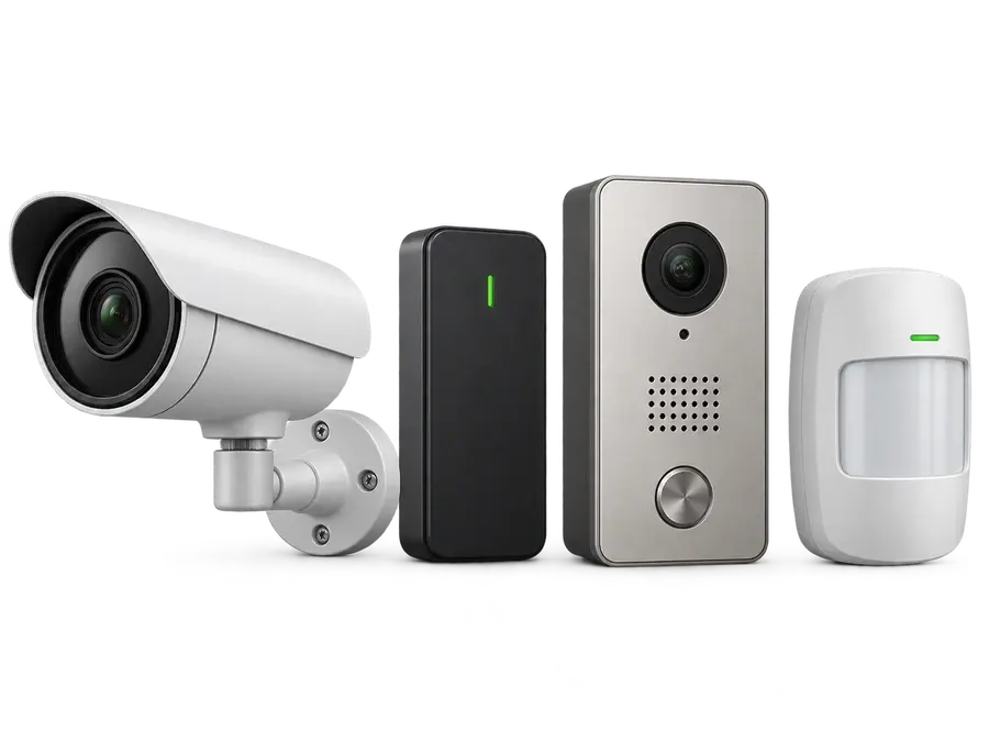Illustrative camera, access reader, intercom, and motion detector